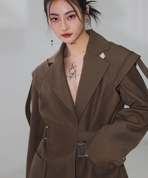 Split Layered Buckle Jacket